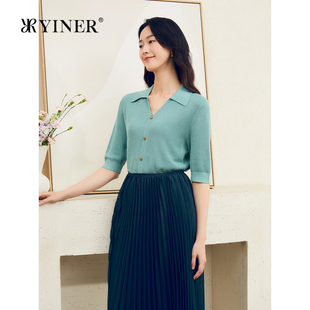莱赛尔蚕丝海鸥领毛针织衫 天丝系列 YINER音儿女装 夏季