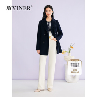 法式 翻领阿拉善山羊绒双面呢大衣外套 新款 YINER音儿专选2026春季