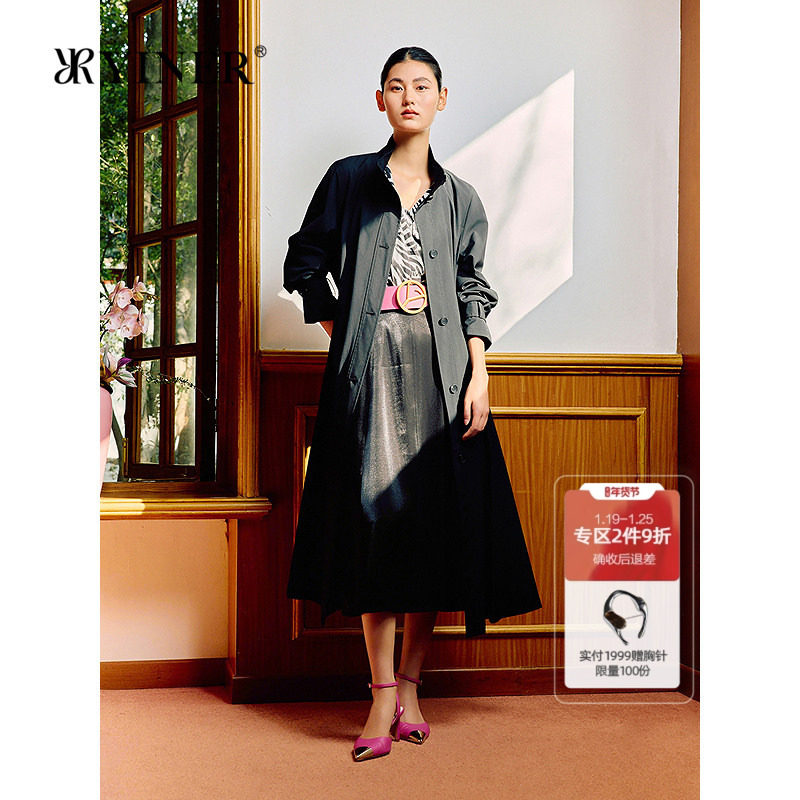【1996系列】YINER音儿2025春季新款超细羊毛长款收腰风衣外套,女装/女士精品,风衣,淘宝优惠券,粉丝福利购,淘宝优惠卷