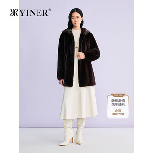 法式 奢感一手长连帽水貂毛皮草外套 新款 YINER音儿专选2026春季