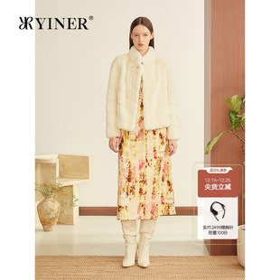 奢感丹麦水貂小立领国风盘扣短款 法式 皮草 新款 YINER音儿2025冬季