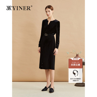小黑裙丝绒连衣裙 YINER音儿专选冬季 醋酸系列