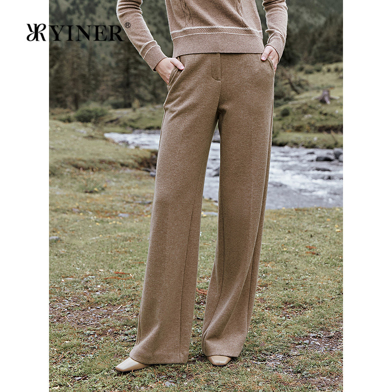 【刘涛同款】YINER音儿2025冬季新款法式羊毛羊绒混纺直筒休