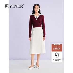 减龄撞色假两件海军领羊毛针织衫 时尚 新款 YINER音儿专选2026春季
