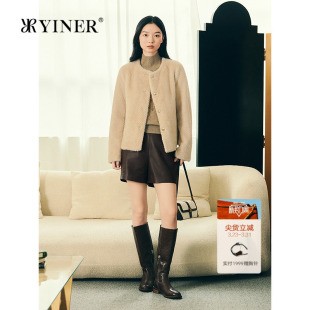 复古人字纹H型短款 法式 环保皮草外套 新款 YINER音儿专选2025冬季