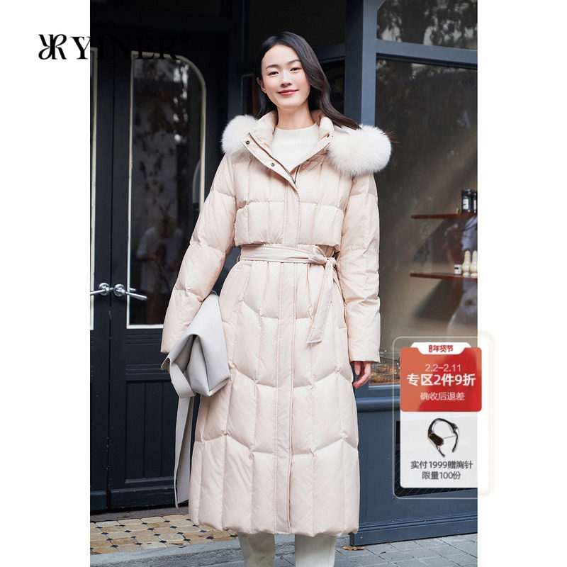 【蓬松白鹅绒】YINER音儿冬厚实高克重狐狸毛领长羽绒