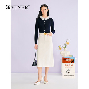 优雅可拆卸欧根纱圆领羊毛混纺针织衫 YINER音儿专选2026春季 新款