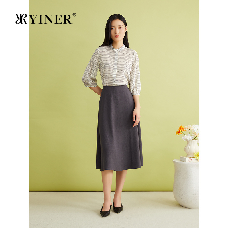【真丝系列】YINER音儿夏季法式优雅弹力乔其含桑蚕丝衬衫