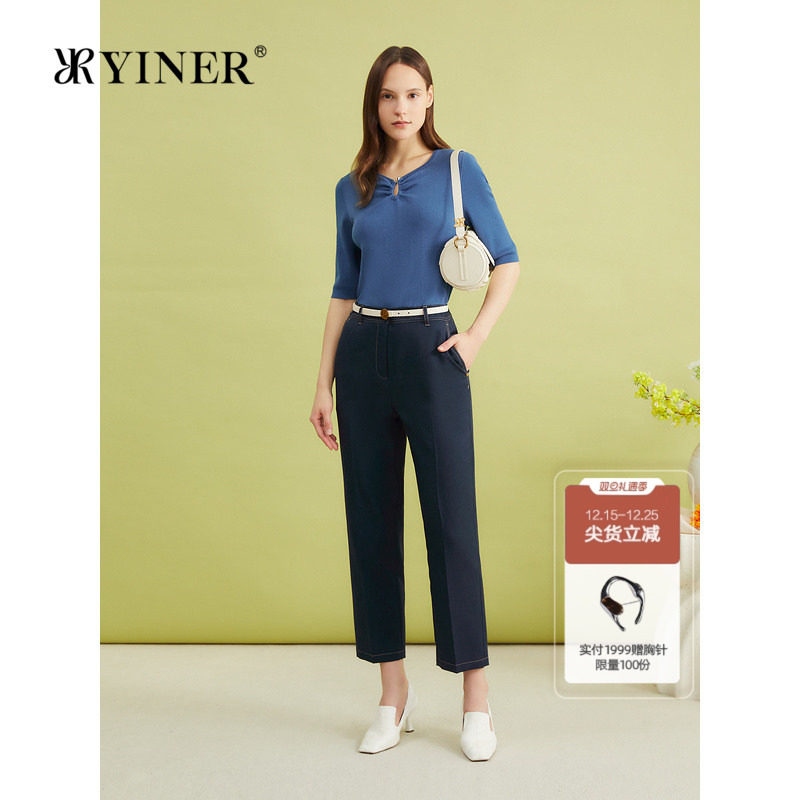 【真丝系列】YINER音儿春季桑蚕丝法式优雅金属环毛针织衫