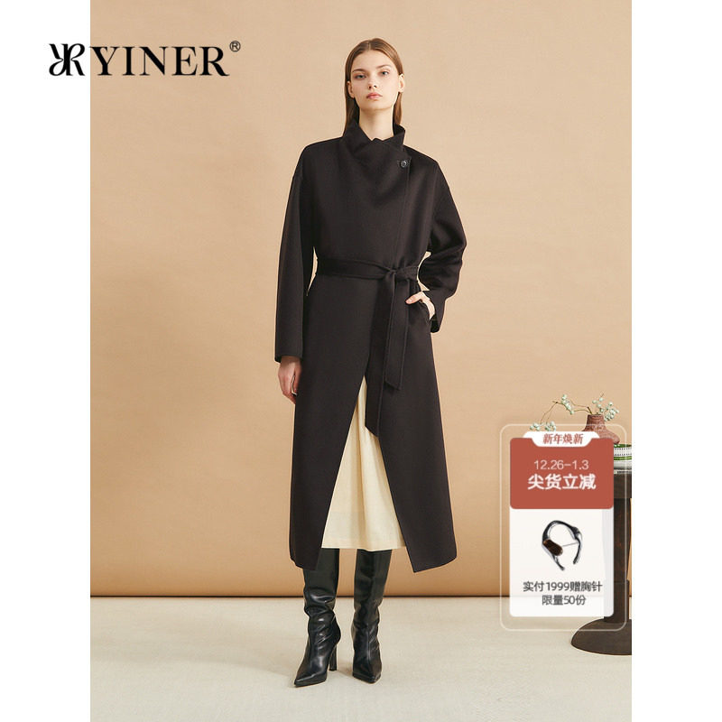【木兰花系列】YINER音儿冬美丽诺羊毛双面呢大衣长外套