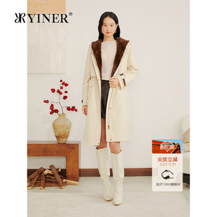 YINER音儿专选2025冬季 可拆卸内胆水貂毛内里连帽尼克服皮草 新款