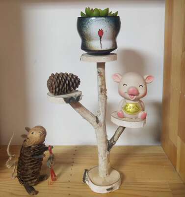 森系创意手工天然树枝置物架摆件