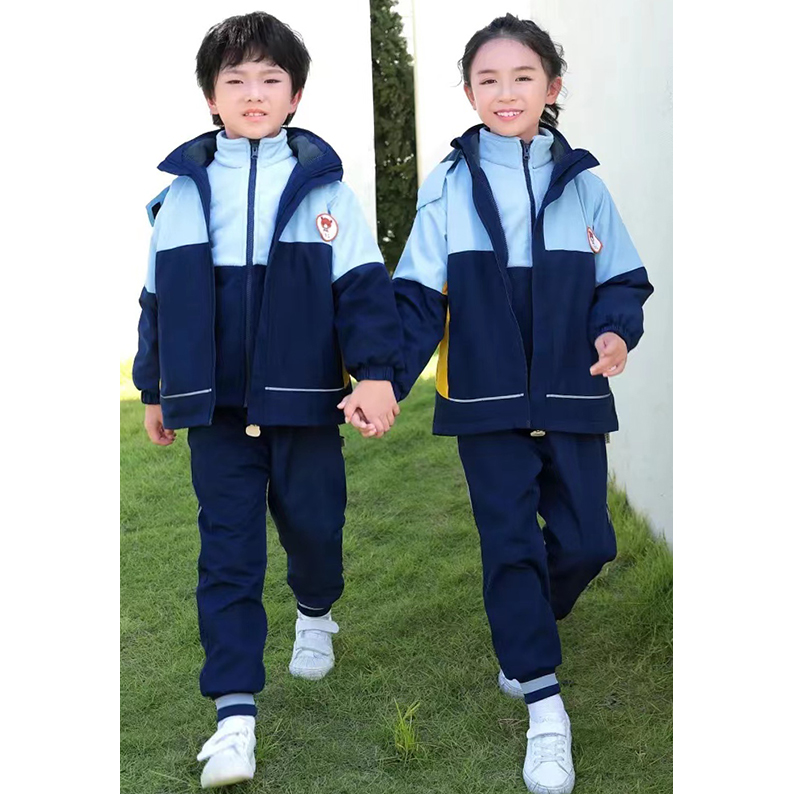 211冲锋衣园服爆款校服套装藏蓝色套装三合一摇粒绒内胆防水保暖