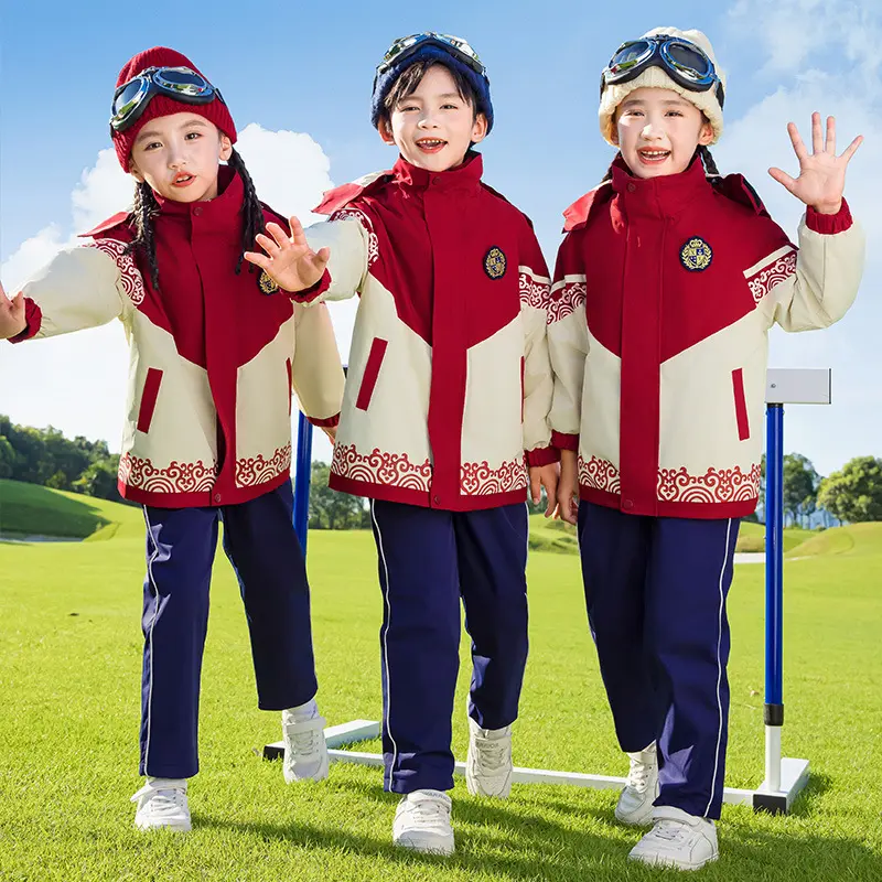 小学生校服幼儿园园服秋冬儿童印花冲锋衣三合一班服防风三件套