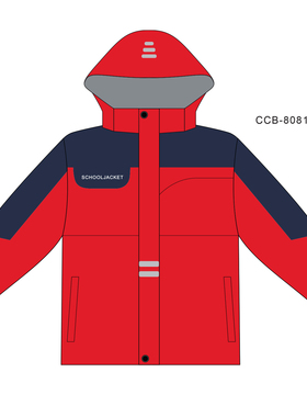 CCB中小学生校服冲锋衣红色运动风冬季防风班服户外两件套园服