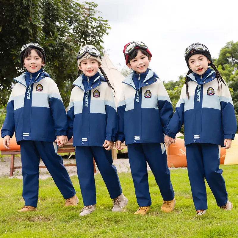 儿童冲锋衣运动套装秋冬装小学生校服春秋装三件套班服幼儿园园服