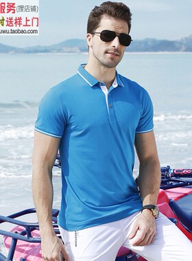 MLD1901天蓝色 男女士夏季短袖翻领polo衫定制广告衫工作服印logo