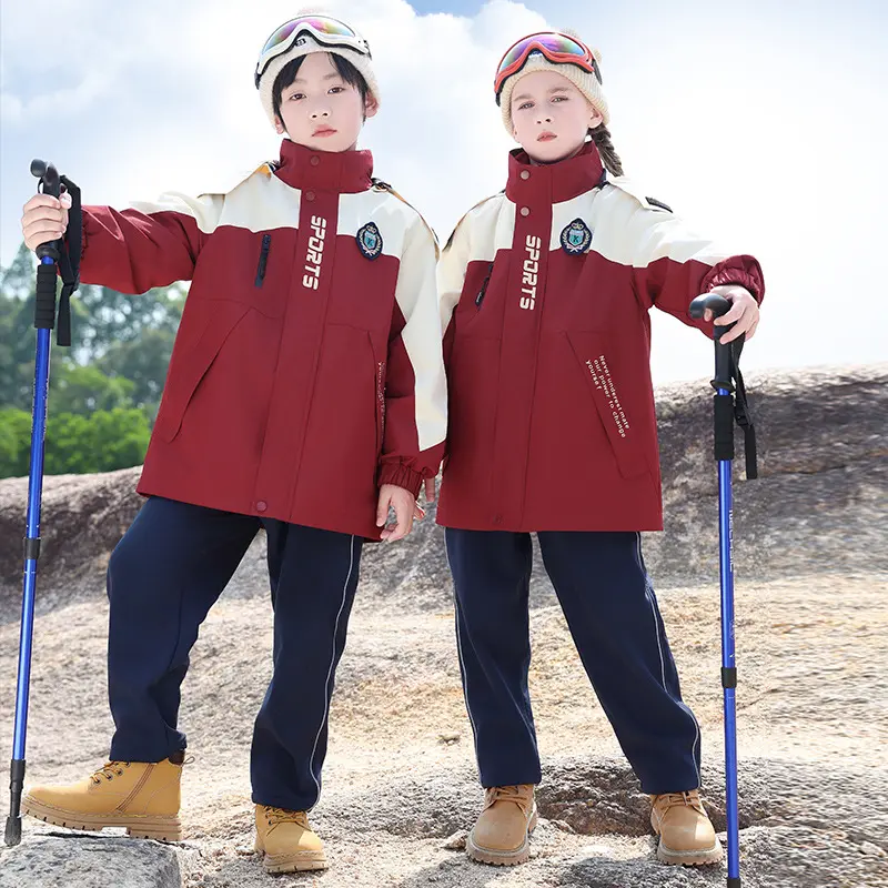 儿童冲锋衣运动套装秋冬装小学生校服春秋装三件套班服幼儿园园服
