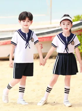 夏季校服男女童海军风班服大班毕业照服装幼儿园园服学院风两件套