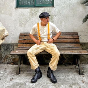 咔叽范KHAKIFANS1950s致敬经典 怀旧羊毛棉复古亨利领日系短袖