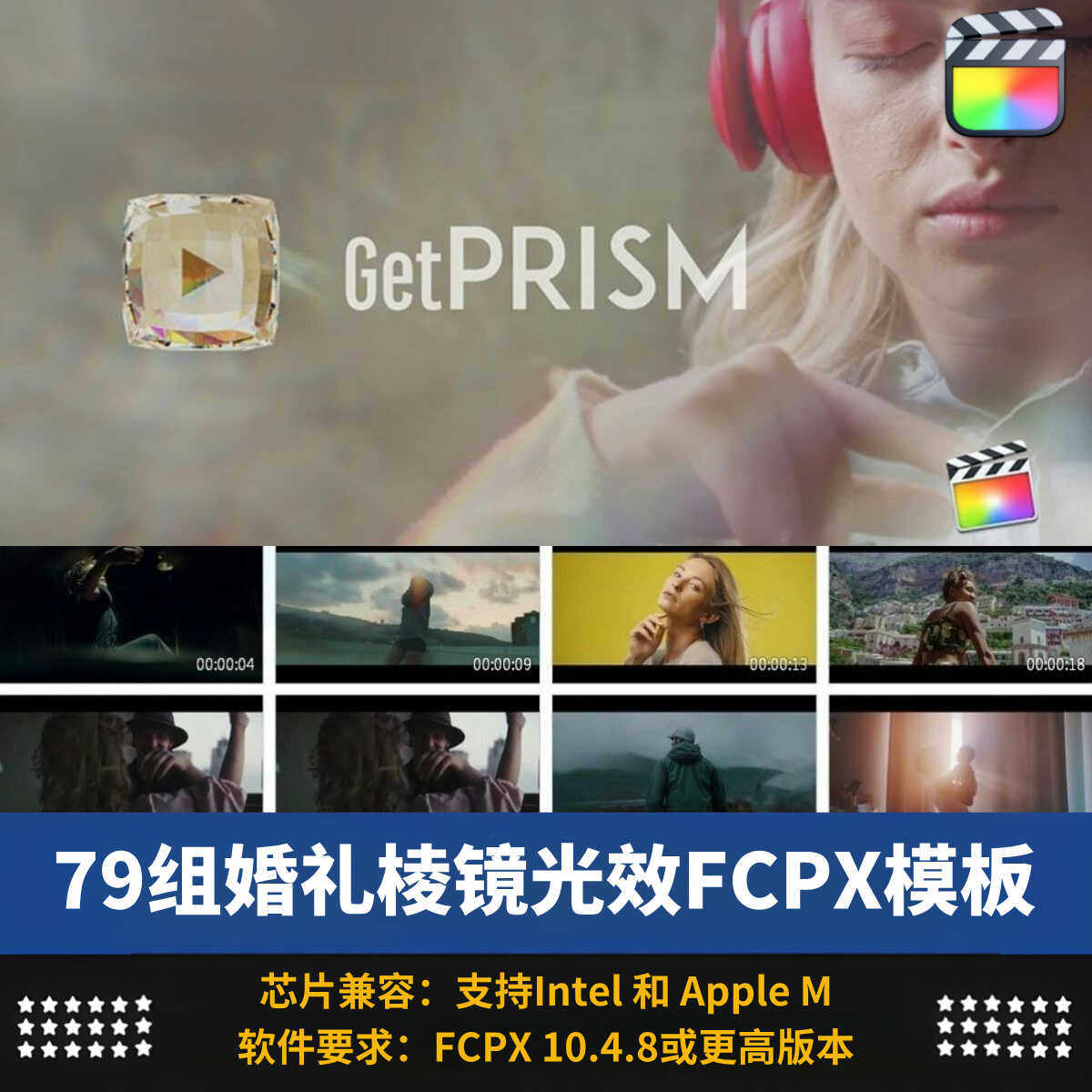 FCPX插件79组唯美光效梦幻回忆婚礼棱镜光晕效果视频预设素材M1M2