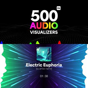 50个音频可视化主题300背景500个音乐波形频谱工具包AE模板