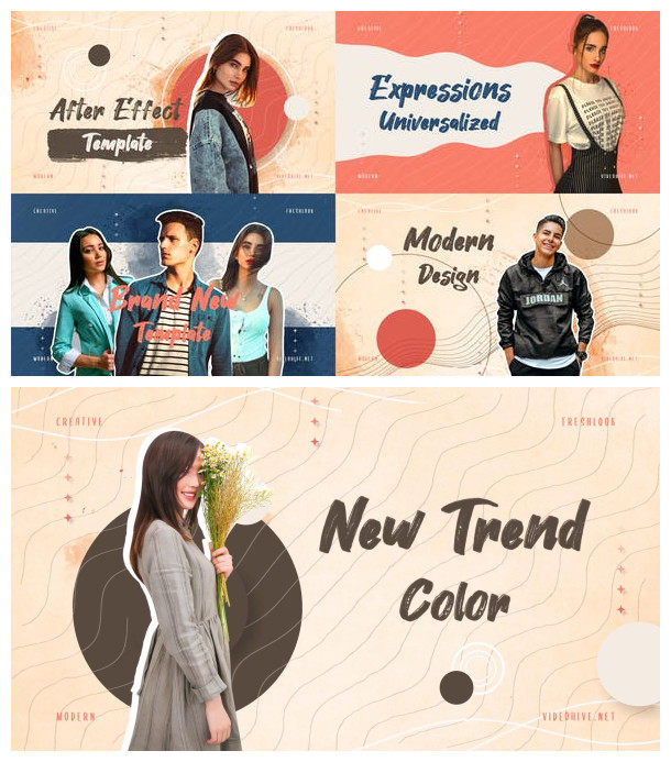 卡通复古创意时尚手绘人物介绍动画视频片头宣传ae模板源文件素材