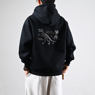 橘社潮牌印花连帽卫衣男女款秋季新款百搭休闲街头情侣装带帽外套