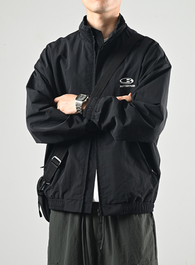 XGI秋冬季夹克男日系潮牌加绒外套休闲简约立领百搭美式冲锋上衣