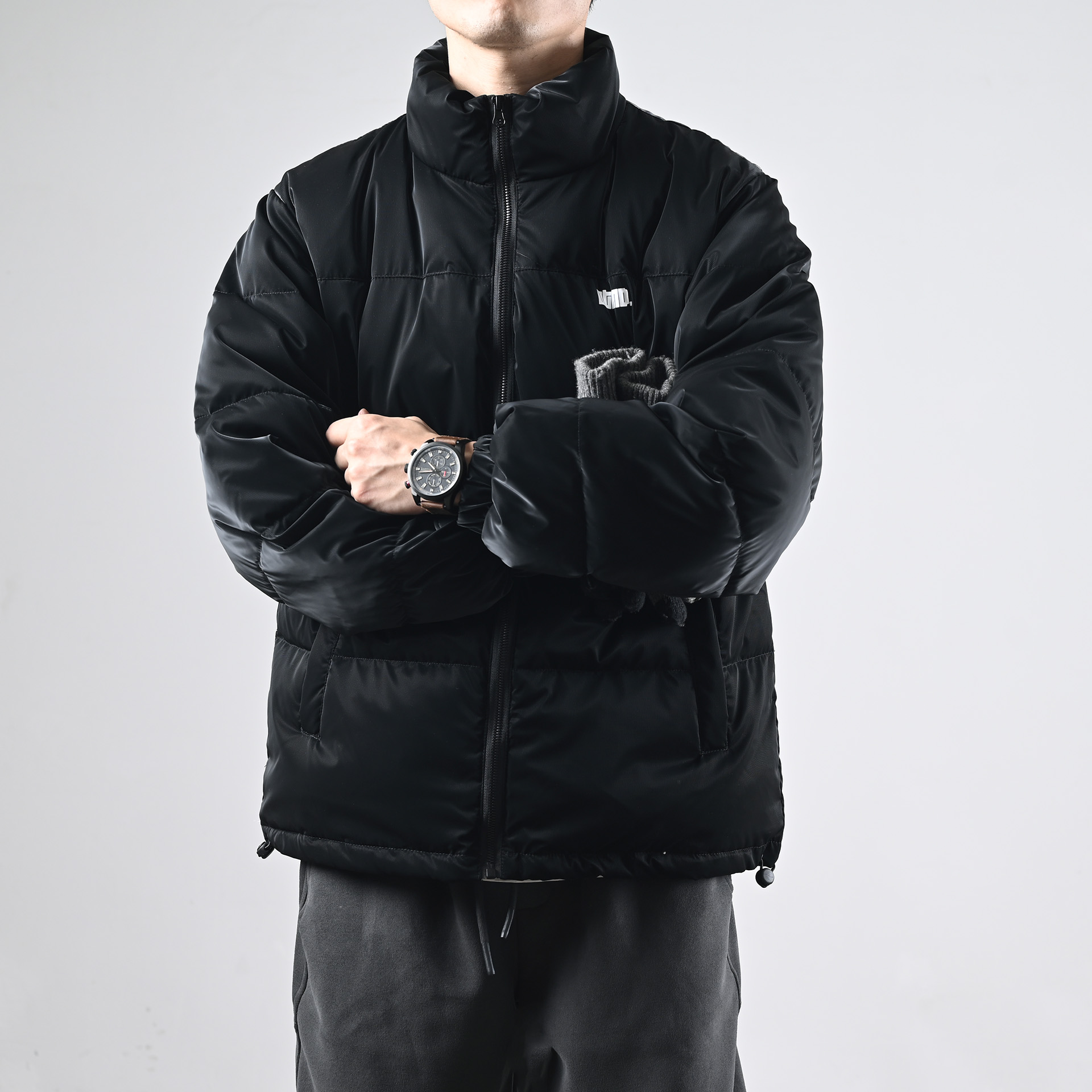 质感立领羽绒服男加厚黑色保暖情侣外套休闲百搭潮牌上衣防风