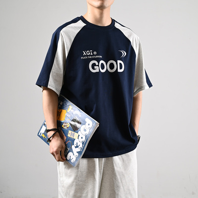 XGI 2025夏季美式重磅纯棉短袖T恤男女潮牌宽松情侣百搭休闲体恤