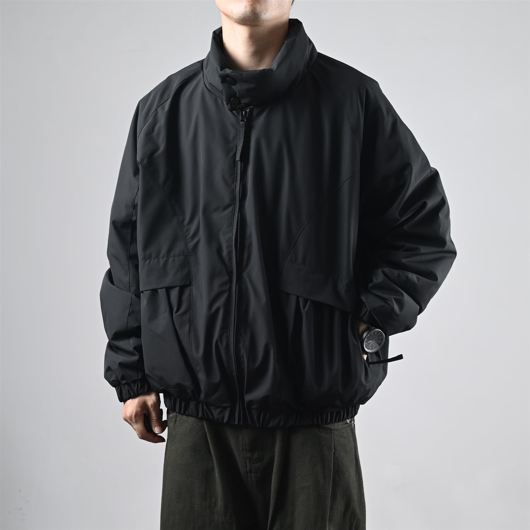 立领羽绒服男潮牌黑色大口袋冬季工装宽松保暖宽松日系外套