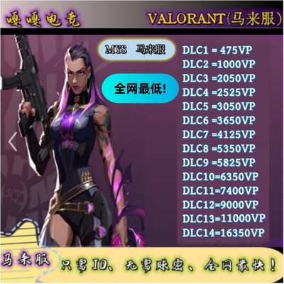 Valorant瓦洛兰特代充马来西亚vp代充 无畏契约马来服带注册