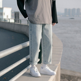 港风2025新款男士阔腿直筒裤复古痞帅休闲九分裤牛仔裤K963P40，男装牛仔裤，星座1108-1