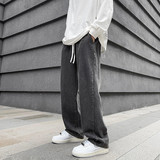 港风2025春夏新款牛仔裤男宽松简约直筒裤松紧牛仔裤K633P40，男装牛仔裤，星座1108-1