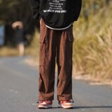2023纯色复古灯芯绒裤子港风工装裤男士百搭休闲阔腿裤K913P45，男装工装外套，星座1108-1
