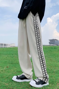 2023美式条纹运动裤男直筒宽松垂感休闲长裤子潮牌卫裤 K1951 P38图片