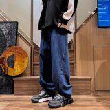 2025春新款美式复古男宽松阔腿直筒长裤痞帅工装牛仔裤K1722P45，男装牛仔裤，星座1108-1