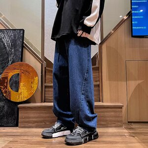 2025春新款美式复古男宽松阔腿直筒长裤痞帅工装牛仔裤 K1722 P45图片