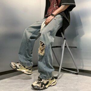 2025新款男士直筒休闲破洞牛仔裤  K1709 P50图片