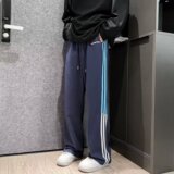 2025新款潮流裤子男潮牌条纹运动裤宽松直筒长裤休闲裤K109P30，女装休闲裤，星座1108-1