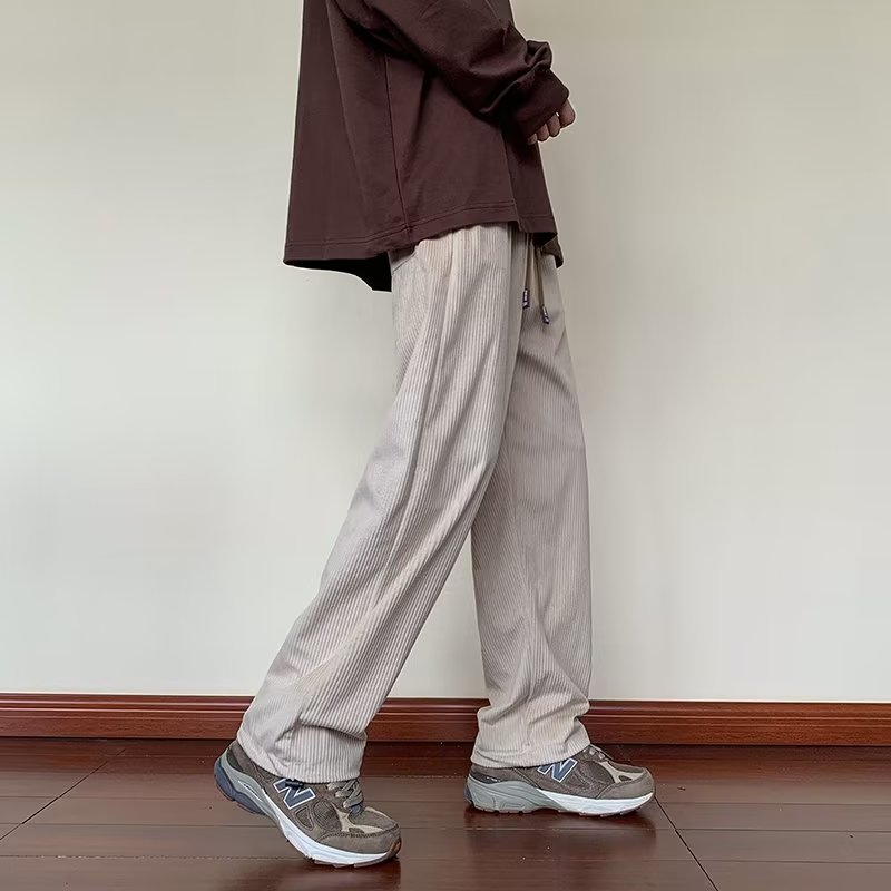 2025春新款纯色灯芯绒休闲裤男美式裤子男宽松潮牌束脚裤K44P35,男装休闲裤,星座1108-1