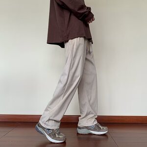 2025春新款纯色灯芯绒休闲裤男美式裤子男宽松潮牌束脚裤 K44 P35图片