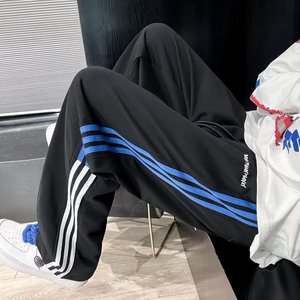 2025新款潮流裤子男条纹运动卫裤宽松直筒长裤休闲裤 K109 P30图片