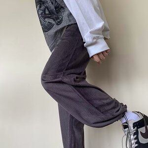 2023纯色灯芯绒休闲裤男美式裤子男宽松潮牌束脚裤 K44 P35图片