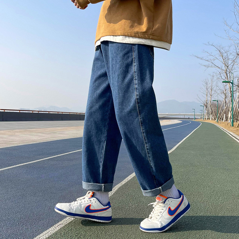 港风2025春季男士阔腿直筒裤复古痞帅休闲九分裤牛仔裤K963P40,男装牛仔裤,星座1108-1