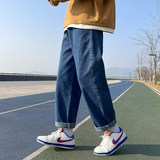 港风2025春季男士阔腿直筒裤复古痞帅休闲九分裤牛仔裤K963P40，男装牛仔裤，星座1108-1