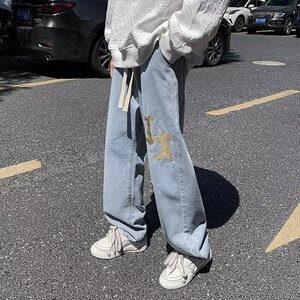 2025新款直筒牛仔裤男美式复古长裤宽松男裤 K9902 P45图片