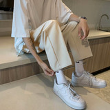 2025新款休闲裤韩版直筒宽松坠感阔腿九分西裤附腰带K399P45，男装西裤，星座1108-1