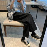 2025新款休闲裤韩版直筒宽松坠感阔腿九分西裤附腰带K399P45，男装西裤，星座1108-1